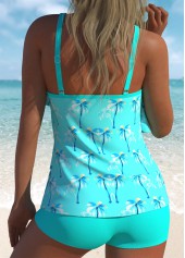 Tummy Coverage Mid Waisted Tropical Plants Print Tankini Set | thumb picture 