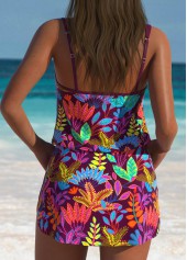 Tummy Coverage Tropical Plants Print One Piece Swimdress | thumb picture 