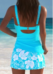 Mid Waisted Tropical Plants Print Tankini Set | thumb picture 