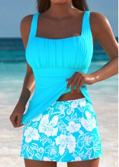 Mid Waisted Tropical Plants Print Tankini Set | thumb picture 