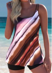 Tummy Coverage Mid Waisted Tie Dye Print Tankini Set