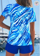 Tummy Coverage Mid Waisted Graffiti Print Blue Tankini Set | thumb picture 