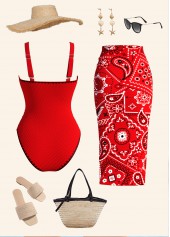 Pull On Paisley Print One Piece Swimwear and Sarong | thumb picture 