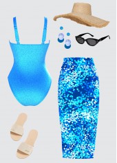 Tummy Coverage Graffiti Print One Piece Swimwear and Sarong | thumb picture 