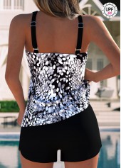Tummy Coverage Mid Waisted Graffiti Print Black Tankini Set | thumb picture 