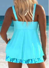 Tummy Coverage Light Blue Marine Life Print Tankini Set | thumb picture 