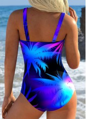 Tropical Plants Print Black One Piece Swimwear | thumb picture 