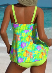 Tummy Coverage Neon Green Floral Print Tankini Set | thumb picture 