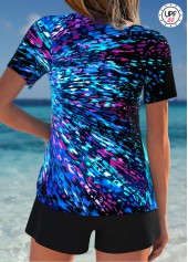 Tummy Coverage Mid Waisted Graffiti Print Blue Tankini Set | thumb picture 