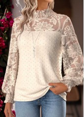 Beige Tummy Coverage Long Sleeve High Neck Blouse | thumb picture 