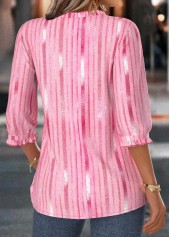 Pink Tummy Coverage Ombre 3/4 Sleeve V Neck Blouse | thumb picture 