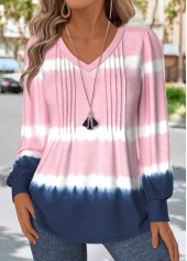 Light Pink Tummy Coverage Tie Dye Print T Shirt