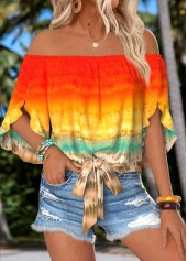 Multi Color Tummy Coverage Tie Dye Print Blouse