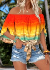 Multi Color Tummy Coverage Tie Dye Print Blouse | thumb picture 