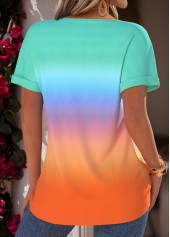 Multi Color Tummy Coverage Ombre Short Sleeve T Shirt | thumb picture 