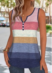 Multi Color Tummy Coverage Striped Sleeveless Tank Top | thumb picture 