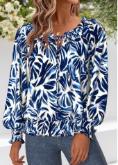 Multi Color Smocked Floral Print Long Sleeve Blouse | thumb picture 