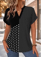 Black Tummy Coverage Polka Dot Short Sleeve Blouse | thumb picture 