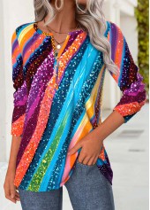 Multi Color Tummy Coverage Ombre Long Sleeve T Shirt | thumb picture 