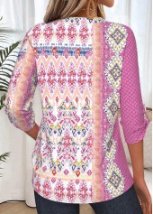 Light Pink Tummy Coverage Tribal Print Long Sleeve Shirt | thumb picture 
