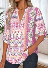 Light Pink Tummy Coverage Tribal Print Long Sleeve Shirt | thumb picture 