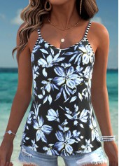 Black Tummy Coverage Floral Print Strappy Camisole Top | thumb picture 