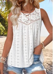White Tummy Coverage Sleeveless Round Neck Tank Top