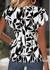 White Tummy Coverage Leaf Print Short Sleeve Blouse | thumb picture 