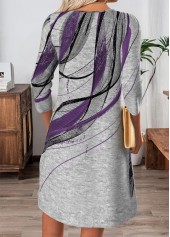 Grey Tummy Coverage Short Long Sleeve Split Neck Dress | thumb picture 