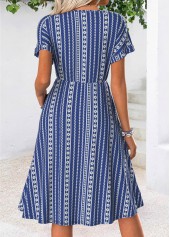 Blue Tummy Coverage Tribal Print Short Sleeve Dress | thumb picture 
