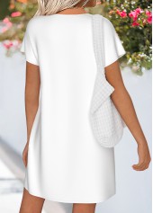 White Tummy Coverage Floral Print Short Split Neck Dress | thumb picture 