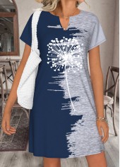 Navy Tummy Coverage Short Split Neck Dress | thumb picture 