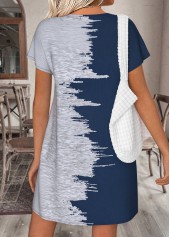 Navy Tummy Coverage Short Split Neck Dress | thumb picture 