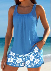 Tummy Coverage Mid Waisted Floral Print Tankini Set | thumb picture 
