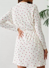 Beige Heart Print Long Sleeve Camisole and Robe | thumb picture 