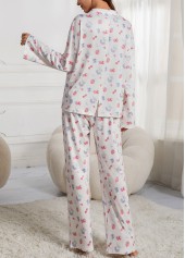 White Ditsy Floral Print Lounge Top and Pants | thumb picture 