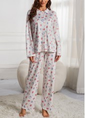 White Ditsy Floral Print Lounge Top and Pants | thumb picture 