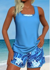 Tummy Coverage Mid Waisted Tribal Print Tankini Set | thumb picture 