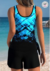 Tummy Coverage Mid Waisted Ombre Cyan Tankini Set | thumb picture 