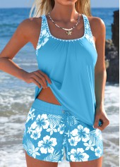 Tummy Coverage Mid Waisted Floral Print Tankini Set | thumb picture 