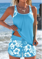 Tummy Coverage Mid Waisted Floral Print Tankini Set | thumb picture 