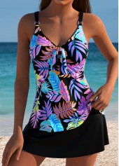 Tummy Coverage Mid Waisted Leaf Print Tankini Top-No Bottom | picture 1