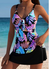 Tummy Coverage Mid Waisted Leaf Print Tankini Top-No Bottom | picture 3