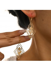 Golden Square Geometric Hollow Copper Earrings