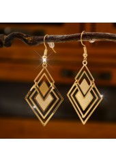 Golden Square Geometric Hollow Copper Earrings | thumb picture 