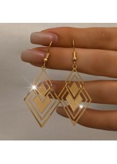 Golden Square Geometric Hollow Copper Earrings | thumb picture 