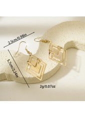Golden Square Geometric Hollow Copper Earrings | thumb picture 
