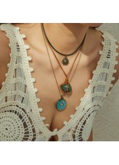 Mint Green Round Tribal Alloy Necklace | thumb picture 
