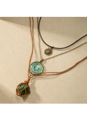 Mint Green Round Tribal Alloy Necklace | thumb picture 