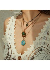 Mint Green Round Tribal Alloy Necklace | thumb picture 
